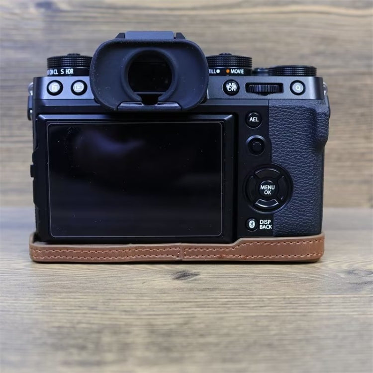 For FUJIFILM X-T5 1/4 inch Thread PU Leather Camera Half Case Base (Coffee)