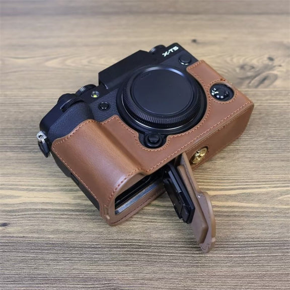 For FUJIFILM X-T5 1/4 inch Thread PU Leather Camera Half Case Base (Coffee)