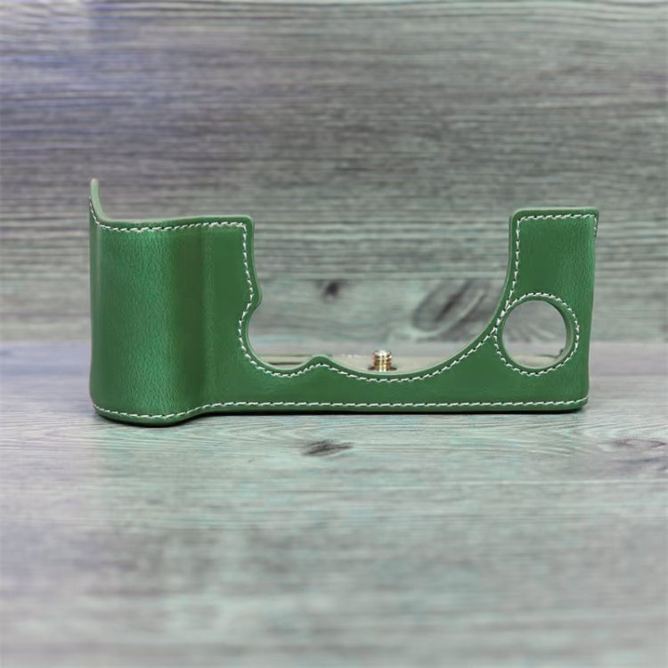 For FUJIFILM X-T5 1/4 inch Thread PU Leather Camera Half Case Base (Green)
