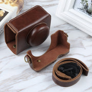 For Sony ZV-1F Vlog Camera Full Body Magnetic Leather Camera Case Bag with Strap (Coffee)
