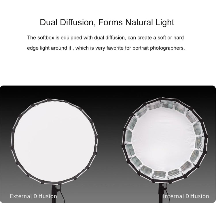 FEELWORLD FSP60 60cm Parabolic Softbox Quick Release Diffuser with Bowens Mount (Black)