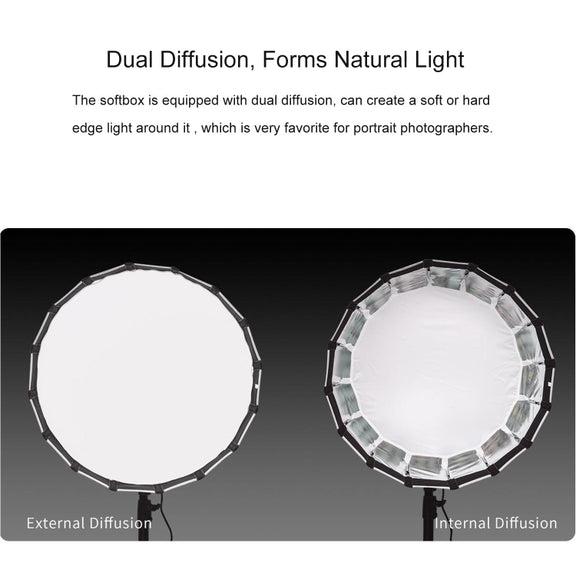 FEELWORLD FSP60 60cm Parabolic Softbox Quick Release Diffuser with Bowens Mount (Black)
