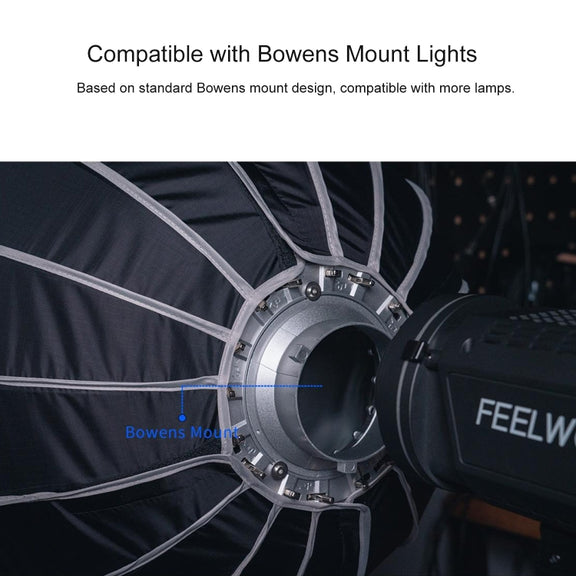 FEELWORLD FSP60 60cm Parabolic Softbox Quick Release Diffuser with Bowens Mount (Black)