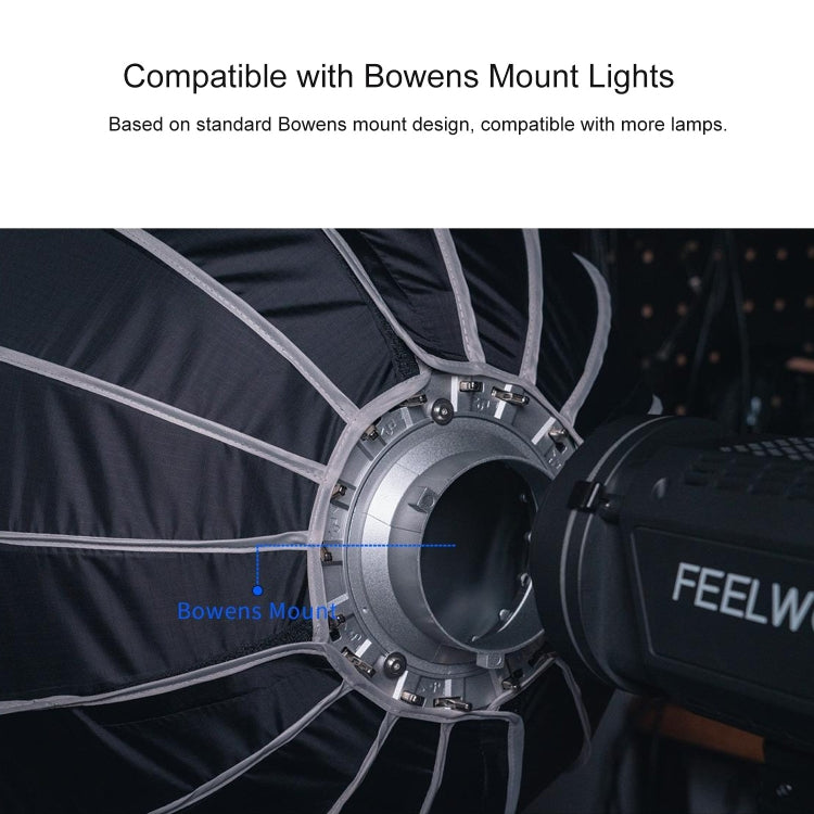 FEELWORLD FSP60 60cm Parabolic Softbox Quick Release Diffuser with Bowens Mount (Black)