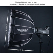 FEELWORLD FSP60 60cm Parabolic Softbox Quick Release Diffuser with Bowens Mount (Black)