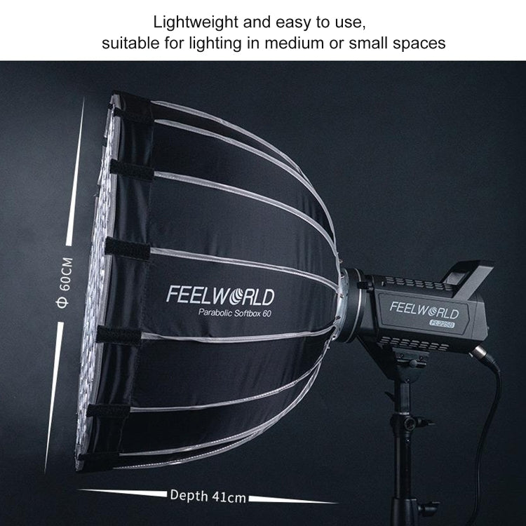 FEELWORLD FSP60 60cm Parabolic Softbox Quick Release Diffuser with Bowens Mount (Black)