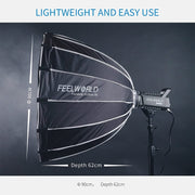 FEELWORLD FSP90 90cm Parabolic Softbox Quick Release Diffuser with Bowens Mount (Black)