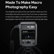 Godox ML-150II On-camera Macro Ring Flash Light with 8 Different Size Adapter Rings (Black)
