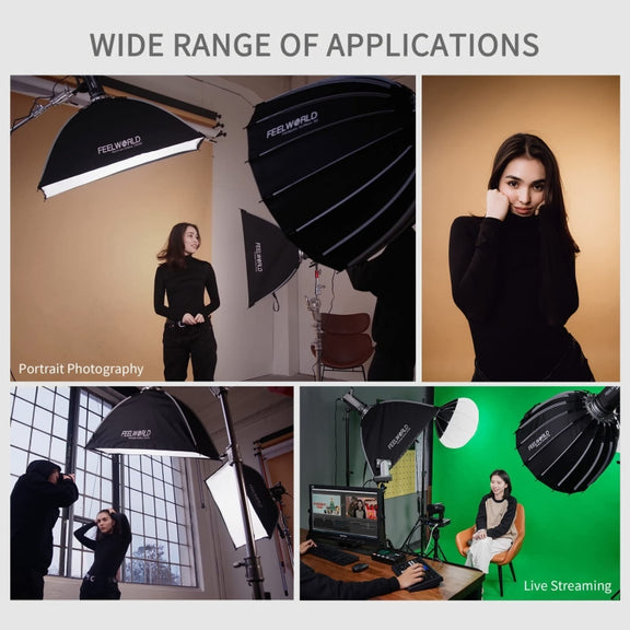 FEELWORLD FSR90 60x90cm Rectangular Softbox Quick Release Bowens Mount Diffuser
