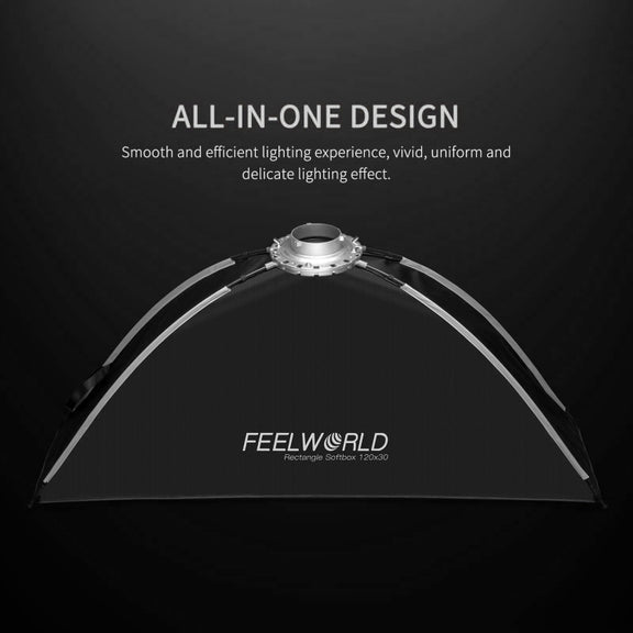 FEELWORLD FSR120 30x120cm Rectangular Softbox Quick Release Bowens Mount Diffuser