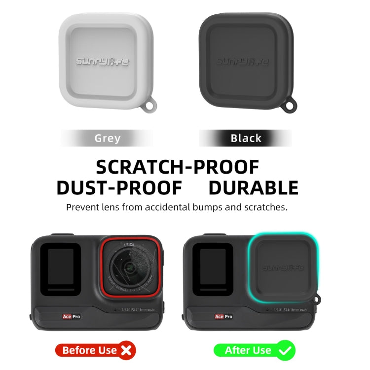 For Insta360 Ace / Ace Pro Sunnylife Silicone Lens Cap Protector Lens Cover (Black)