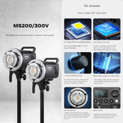Godox MS200-V Studio Flash Light 200Ws Bowens Mount Strobe Light with Lamp Cover (US Plug)