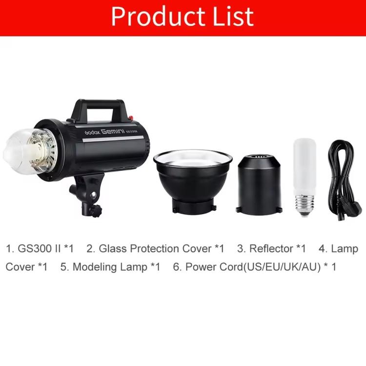 Godox Gemini GS300II Studio Flash Light 300Ws Bowens Mount Strobe Flash (US Plug)