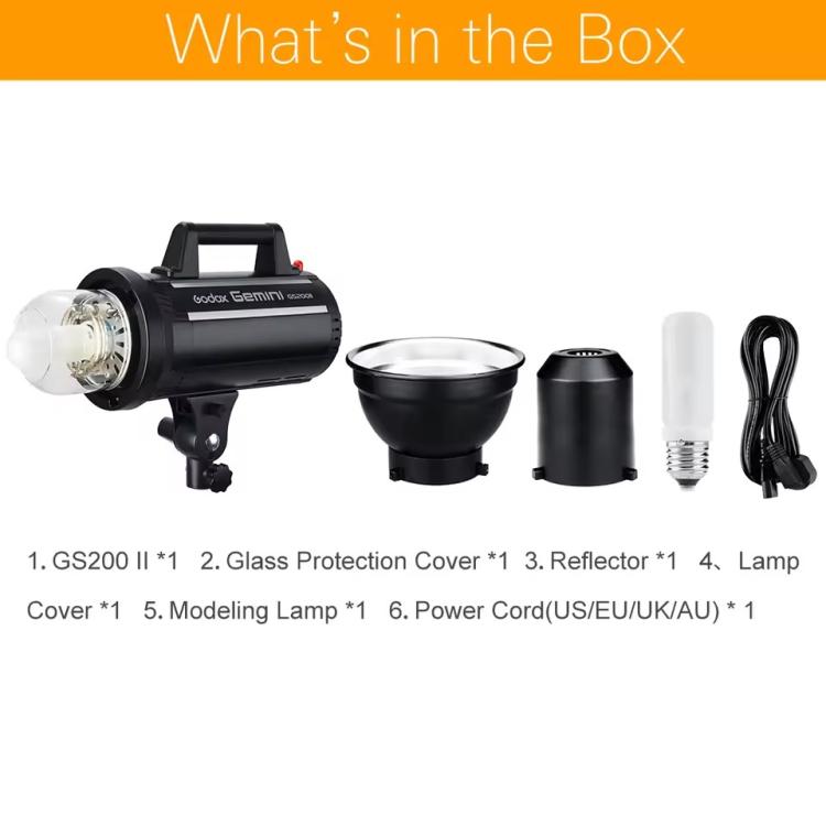 Godox Gemini GS200II Studio Flash Light 200Ws Bowens Mount Strobe Flash (EU Plug)