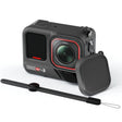 For Insta360 Ace Pro 2 Silicone Protective Case with Wrist Strap & Lens Cover (Black) - free shipping - PMC TechLife - Order now!