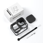 For Insta360 Ace Pro 2 Silicone Protective Case with Wrist Strap & Lens Cover (Black)