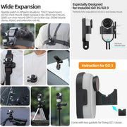For Insta360 GO 3S / GO 3 Sunnylife Foldable Vertical-Horizontal Mount Adapter Protective Frame Brackets Housing Case (Black)