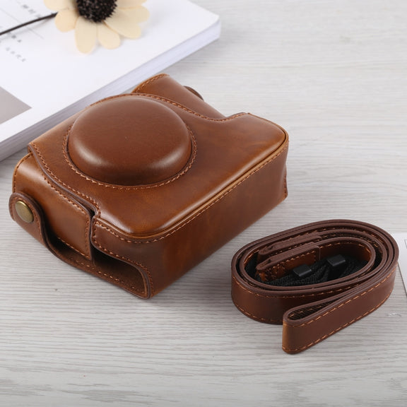 Full Body Camera PU Leather Case Bag with Strap for Canon G16 (Brown)