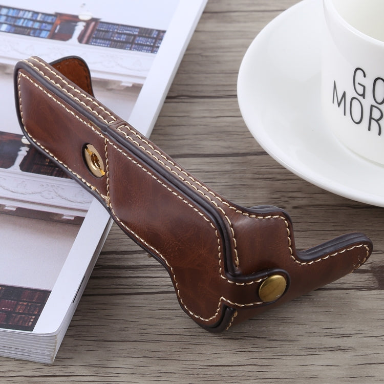 1/4 inch Thread PU Leather Camera Half Case Base for Canon EOS M5(Coffee)