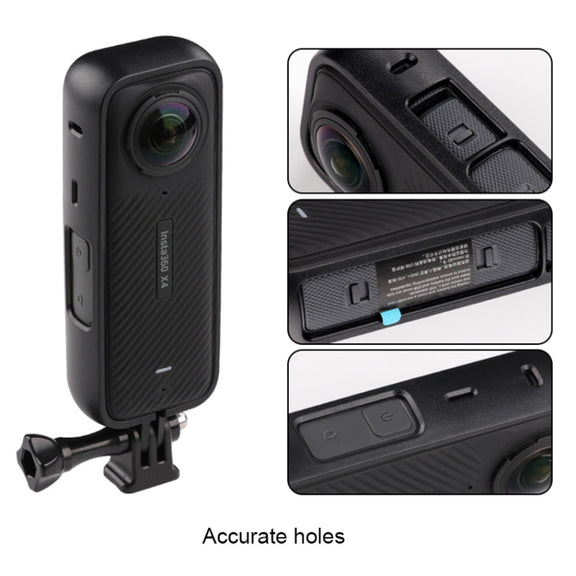 For Insta360 X4 PC Plastic Protective Frame with PC Lens Cover Guard (Black)