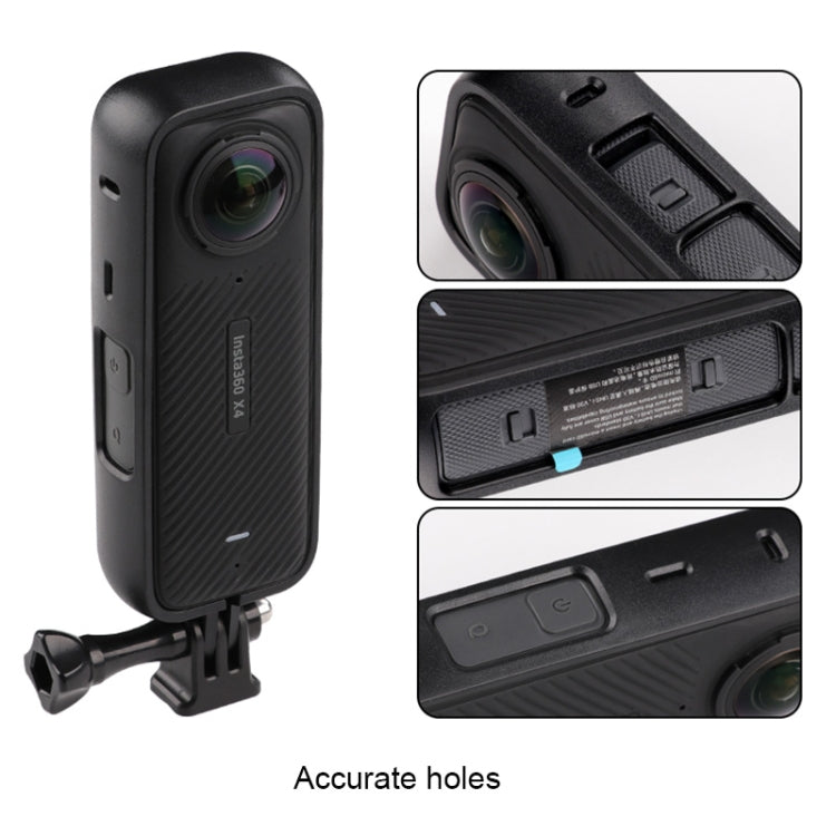 For Insta360 X4 PC Plastic Protective Frame with PC Lens Cover Guard (Black)