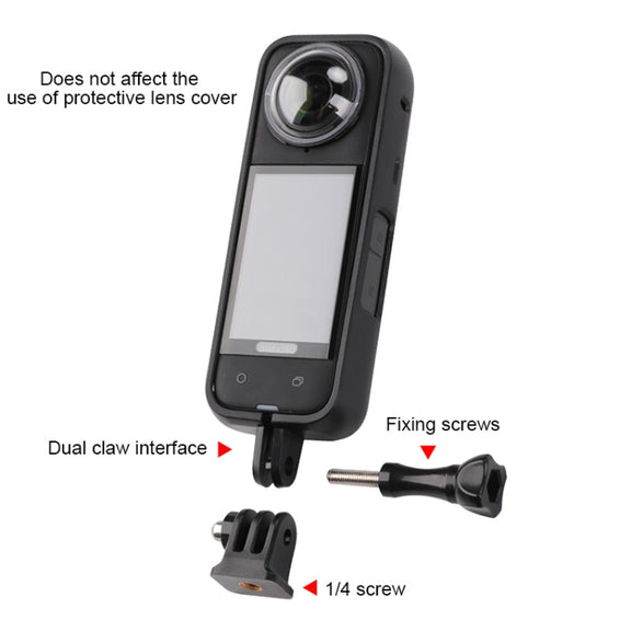 For Insta360 X4 PC Plastic Protective Frame with PC Lens Cover Guard (Black)