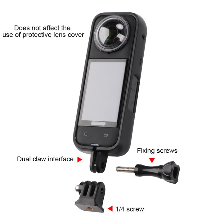 For Insta360 X4 PC Plastic Protective Frame with PC Lens Cover Guard (Black)