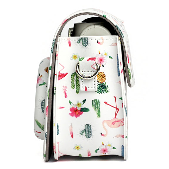 Flamingo Cactus Pattern PU Leather Protective Camera Case Bag For FUJIFILM Instax Mini 7S / 7C Camera