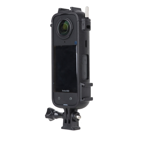 For Insta360 X4 Cold Shoe ABS Plastic Protective Frame with Adapter Mount & Screw (Black)