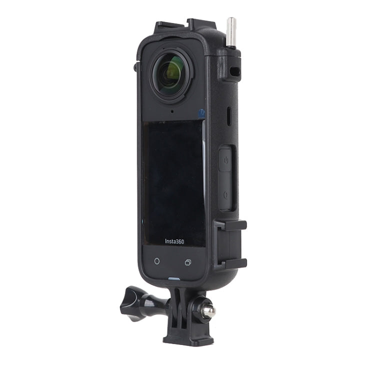 For Insta360 X4 Cold Shoe ABS Plastic Protective Frame with Adapter Mount & Screw (Black)
