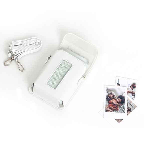 For FUJIFILM Instax mini Link 3 Full Body Leather Case Bag with Strap (White)