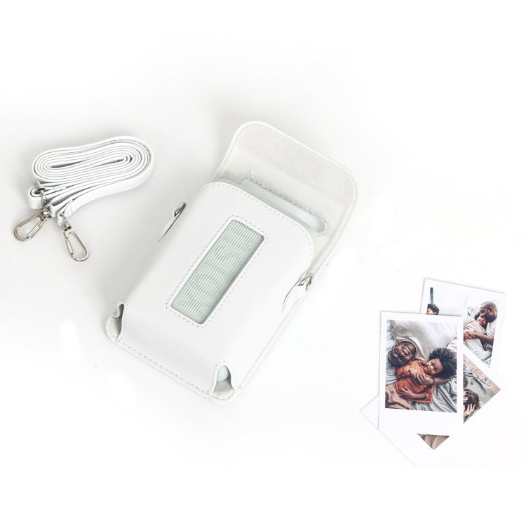 For FUJIFILM Instax mini Link 3 Full Body Leather Case Bag with Strap (White)
