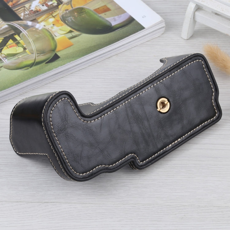 1/4 inch Thread PU Leather Camera Half Case Base for FUJIFILM GFX 50S (Black)