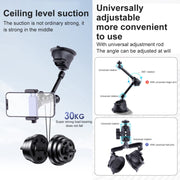 Single Suction Cup Articulating Friction Magic Arm Phone Clamp Mount (Black)