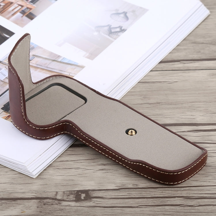 1/4 inch Thread PU Leather Camera Half Case Base for Canon EOS 5D Mark IV / 5D Mark III(Coffee)