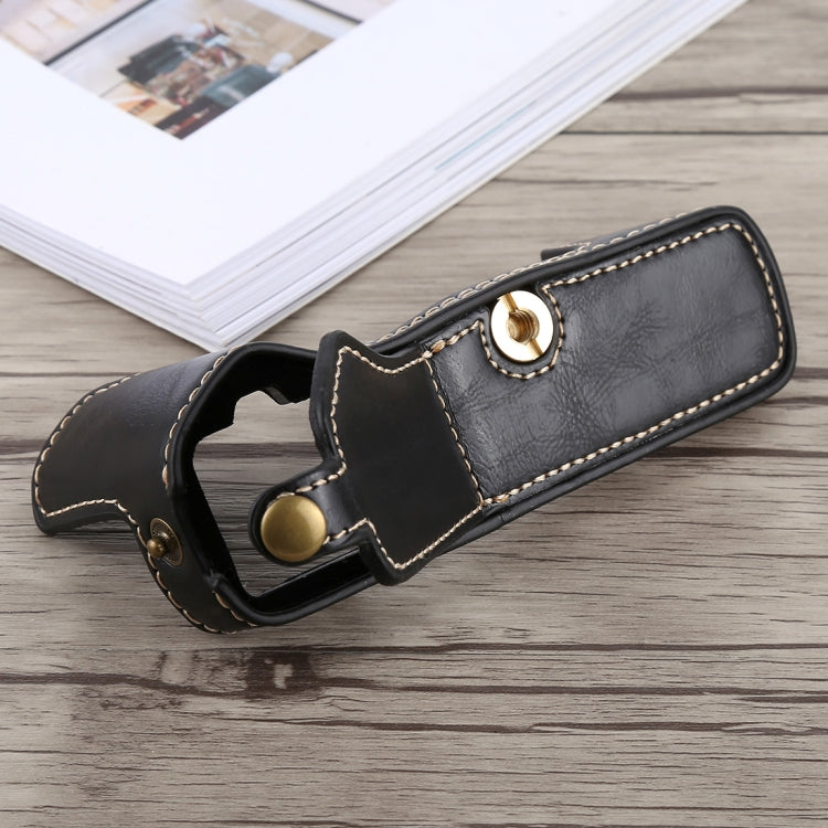 1/4 inch Thread PU Leather Camera Half Case Base for Olympus EM5 / EM5 Mark II (Black)