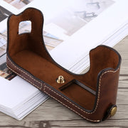 1/4 inch Thread PU Leather Camera Half Case Base for FUJIFILM X100F (Coffee)