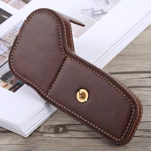 1/4 inch Thread PU Leather Camera Half Case Base for Canon EOS 6D /  6D Mark II (Coffee)