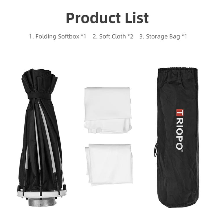 TRIOPO K65 65cm Speedlite Flash Octagon Parabolic Softbox Bowens Mount Diffuser for Speedlite