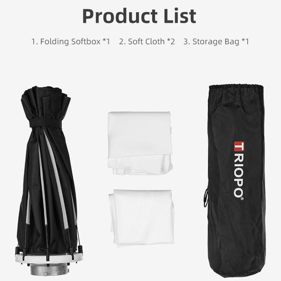 TRIOPO K90 90cm Speedlite Flash Octagon Parabolic Softbox Bowens Mount Diffuser for Speedlite