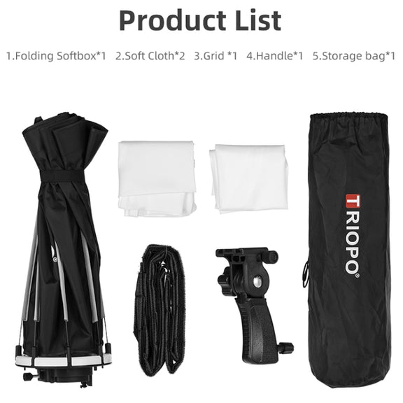 TRIOPO KS55 55cm Speedlite Flash Octagon Parabolic Softbox Diffuser with Bracket Mount Handle
