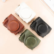 For Sony ZV-1F / ZV1M2 Full Body Camera PU Leather Case Bag with Strap (White)