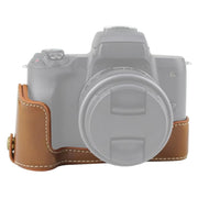 1/4 inch Thread PU Leather Camera Half Case Base for Canon EOS M50 / M50 Mark II (Brown)