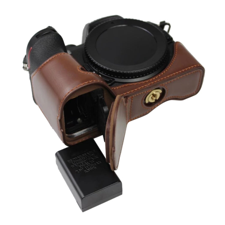 1/4 inch Thread PU Leather Camera Half Case Base for Nikon Z50(Brown)