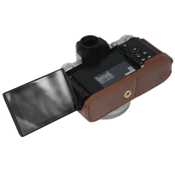 1/4 inch Thread PU Leather Camera Half Case Base for Nikon Z fc (Brown)