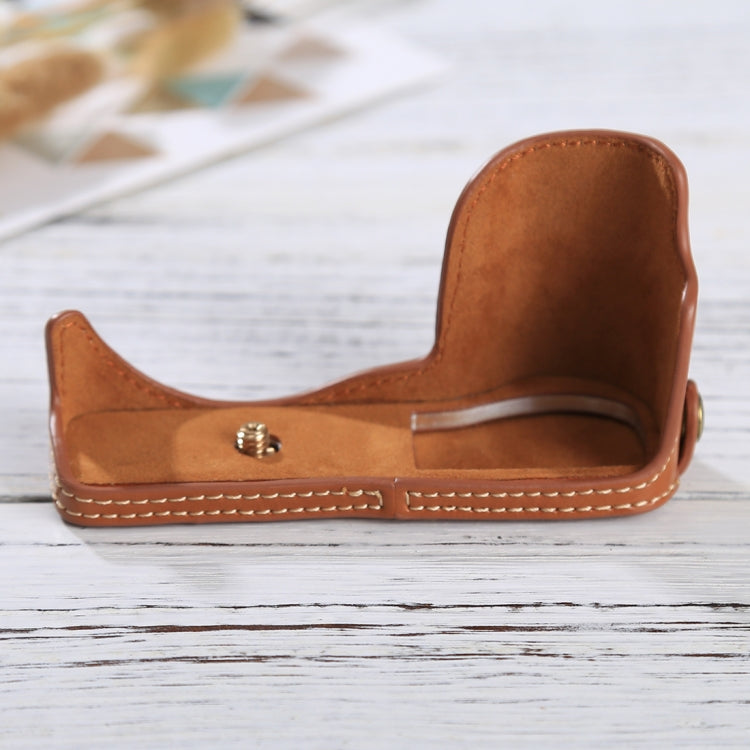 1/4 inch Thread PU Leather Camera Half Case Base for Sony ILCE-5100 / A5100(Brown)