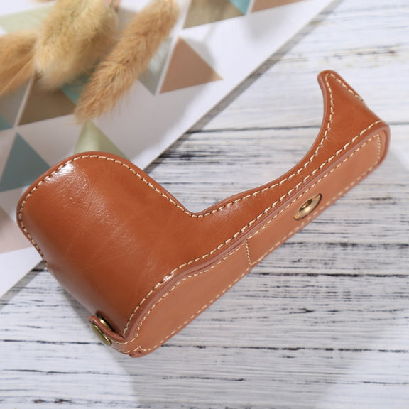 1/4 inch Thread PU Leather Camera Half Case Base for Sony ILCE-5100 / A5100(Brown)