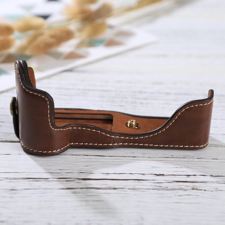 1/4 inch Thread PU Leather Camera Half Case Base for Canon EOS M3(Coffee)