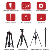 TRIOPO K2508S+B1S Adjustable Portable  Aluminum Alloy Tripod with Ball Head for SLR Camera(Red)
