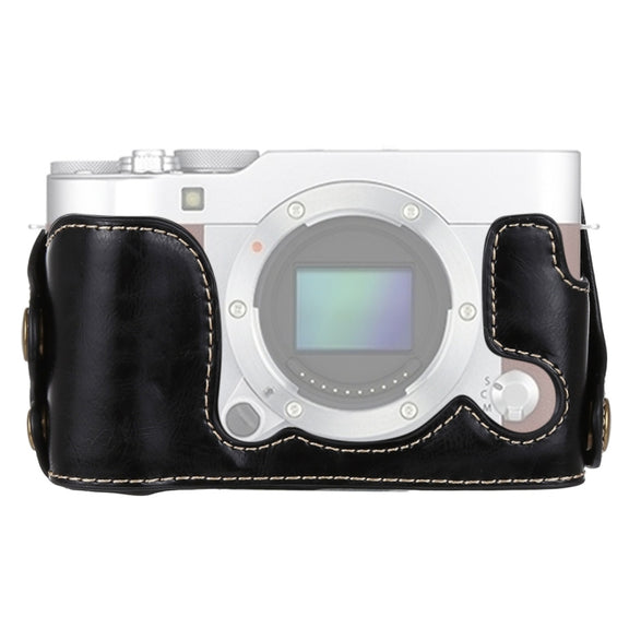1/4 inch Thread PU Leather Camera Half Case Base for FUJIFILM X-A3 / X-A10(Black)